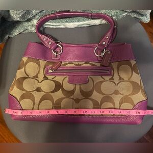 Coach Signature Canvas Shoulder Bag - Purple and Brown